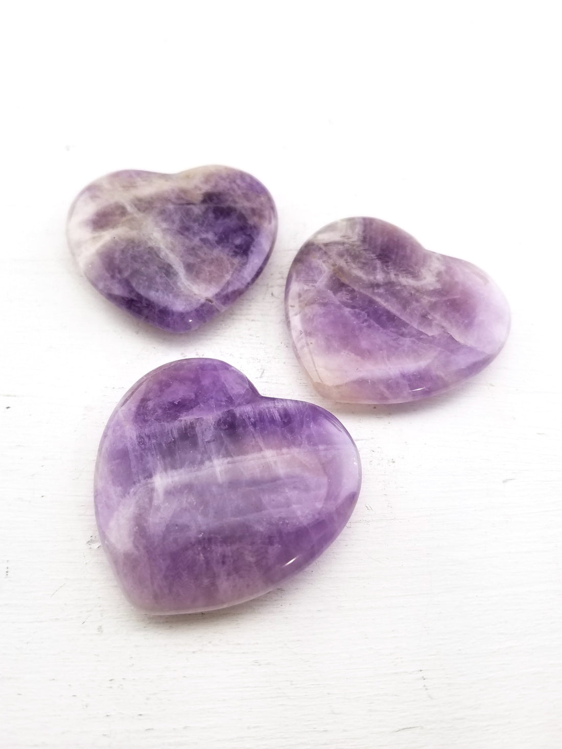 Amethyst Polished Gemstone 45mm Flat Heart Carving | Crystal Gemstone Shop.