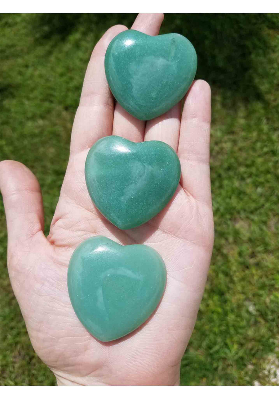 Green Aventurine Polished Gemstone 45mm Flat Heart Carving