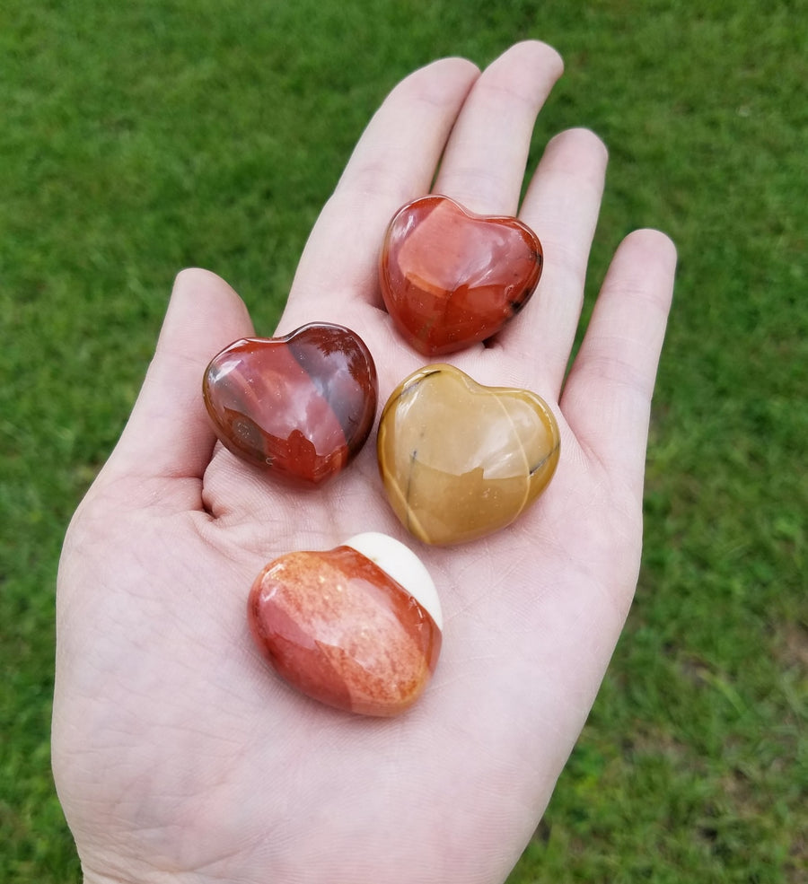 Mookaite Polished Gemstone Puffy 30mm Heart Carving | Crystal Gemstone Shop.