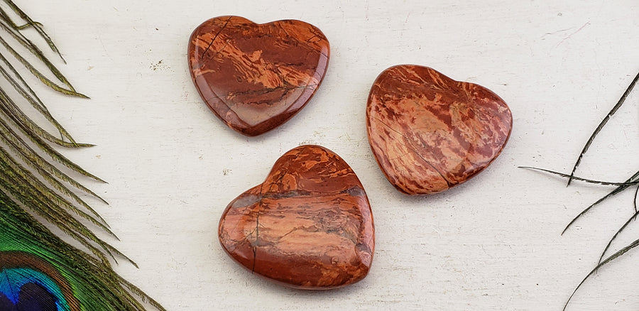 Snakeskin Red Jasper Gemstone 45mm Heart Carving