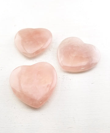 Rose Quartz Polished Gemstone 45mm Flat Heart Carving | Crystal Gemstone Shop.