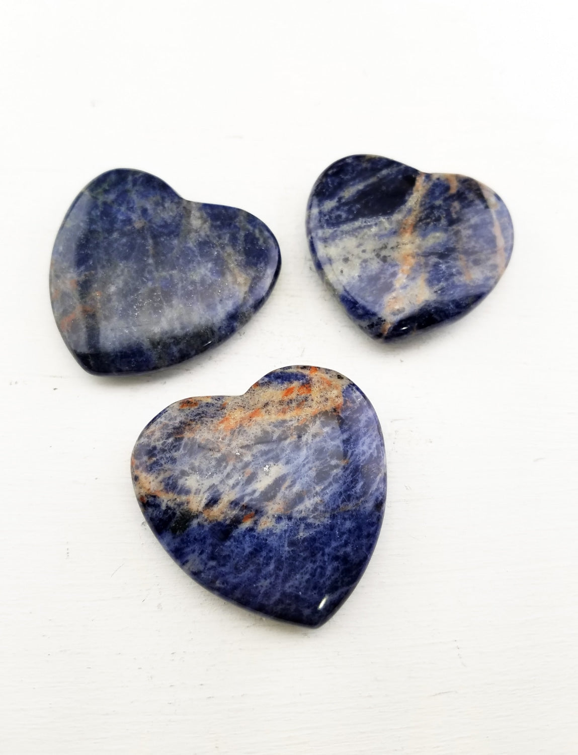 Sodalite Polished Gemstone Flat 45mm Heart Carving | Crystal Gemstone Shop.Sodalite Polished Gemstone Flat Heart Shaped Carving - 45mm - 1