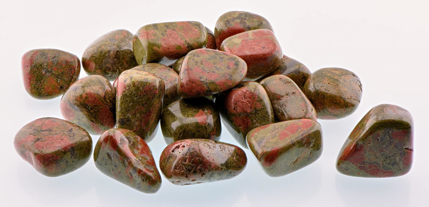 Unakite Gemstone Tumbled Polished - Stone of Abundance &amp; Happiness | Crystal Gemstone Shop.