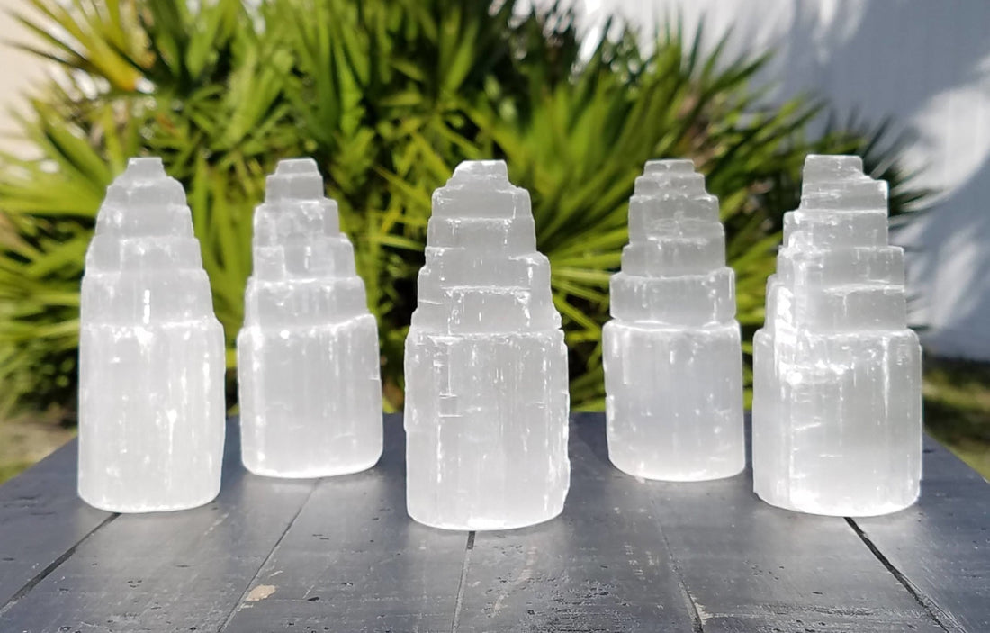 Selenite Gemstone Tower for Cleansing and Charging - Small