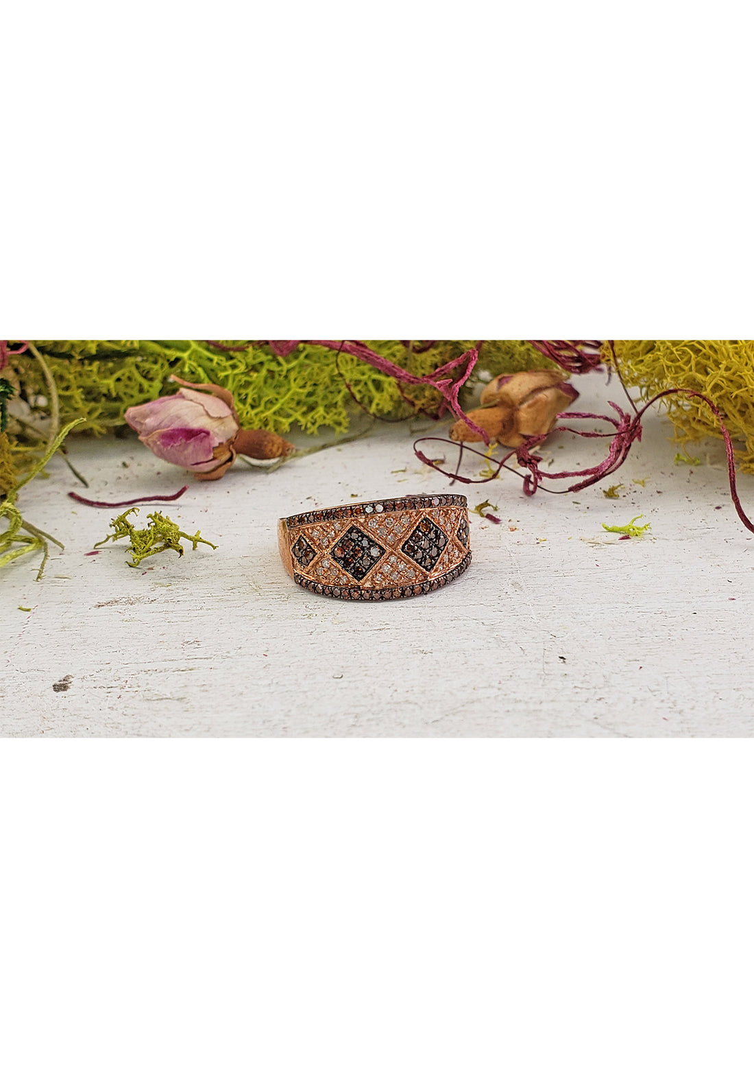 10k Rose Gold with Red & White Diamond Ring 2