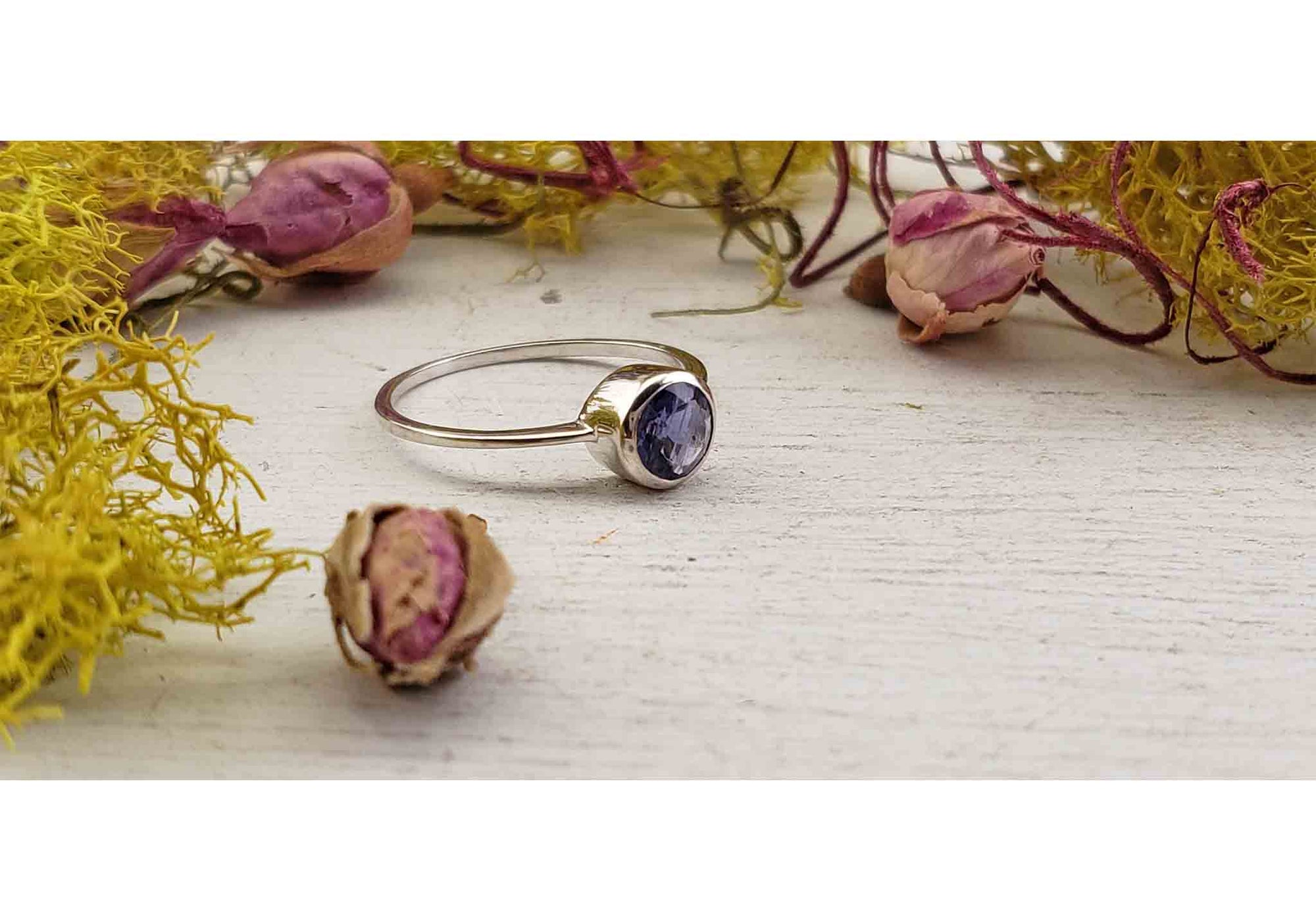 Iolite Gemstone Sterling Silver Ring - Merle