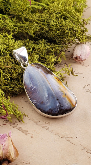 Boulder Opal Gemstone Sterling Silver Pendant | Crystal Gemstone Shop.