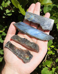 Labradorite Gemstone Slice Slab - Multiple Sizes!Flashy Labradorite Natural Crystal Rough Slice Slab - Multiple Sizes! - Slim Labradorite Slices