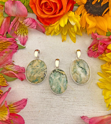 Mariposite Gemstone Sterling Silver Pendant - Vanah
