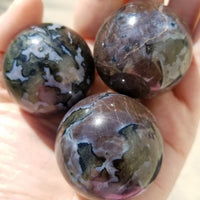 Merlinite Indigo Gabbro 40mm-70mm Gemstone Sphere Orb Marble 2