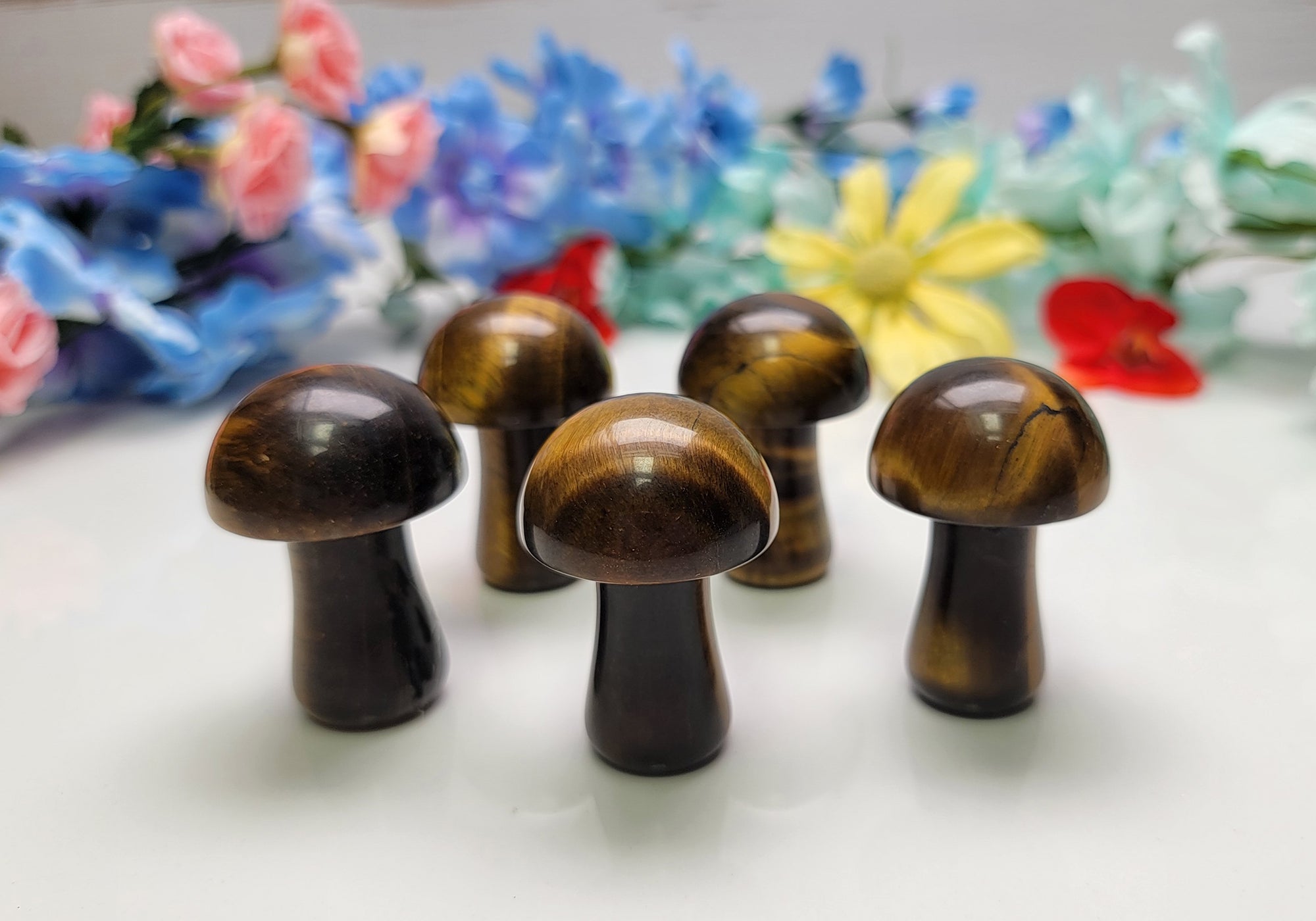 Polished Gemstone Toadstool Mushroom Carving