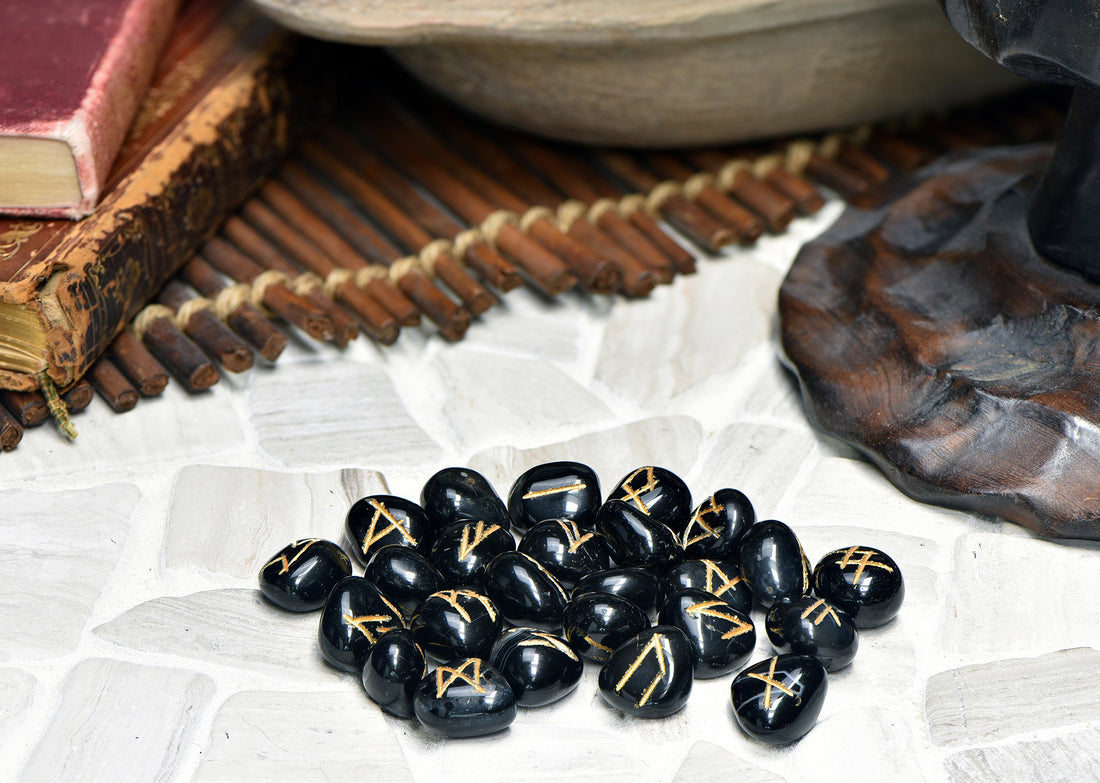 Black Onyx Tumbled Gemstone Runes - Tool for Divination