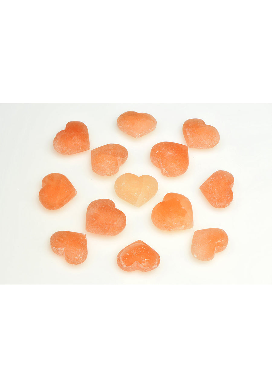 Orange Selenite Gemstone Heart Carving - Stone of Support & Guidance - 30mm - 35mm 2