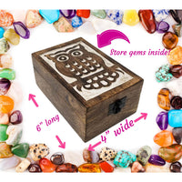 Owl Carved Wood Storage Box 2