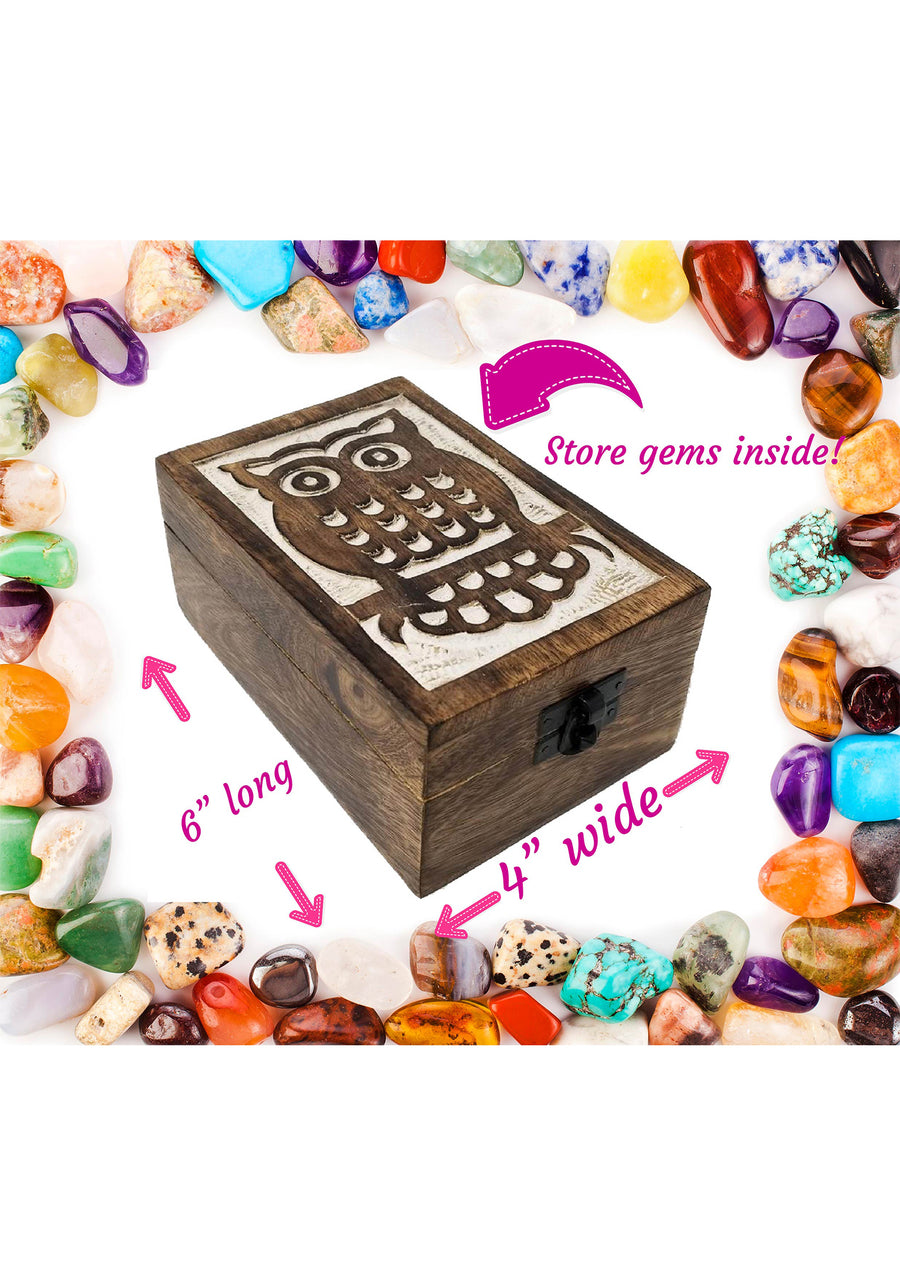 Owl Carved Wood Storage Box 2