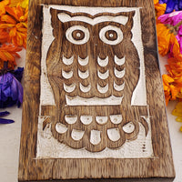 Owl Carved Wood Storage Box 3