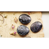Merlinite Indigo Gabbro Natural Gemstone Palm Meditation Stone 4