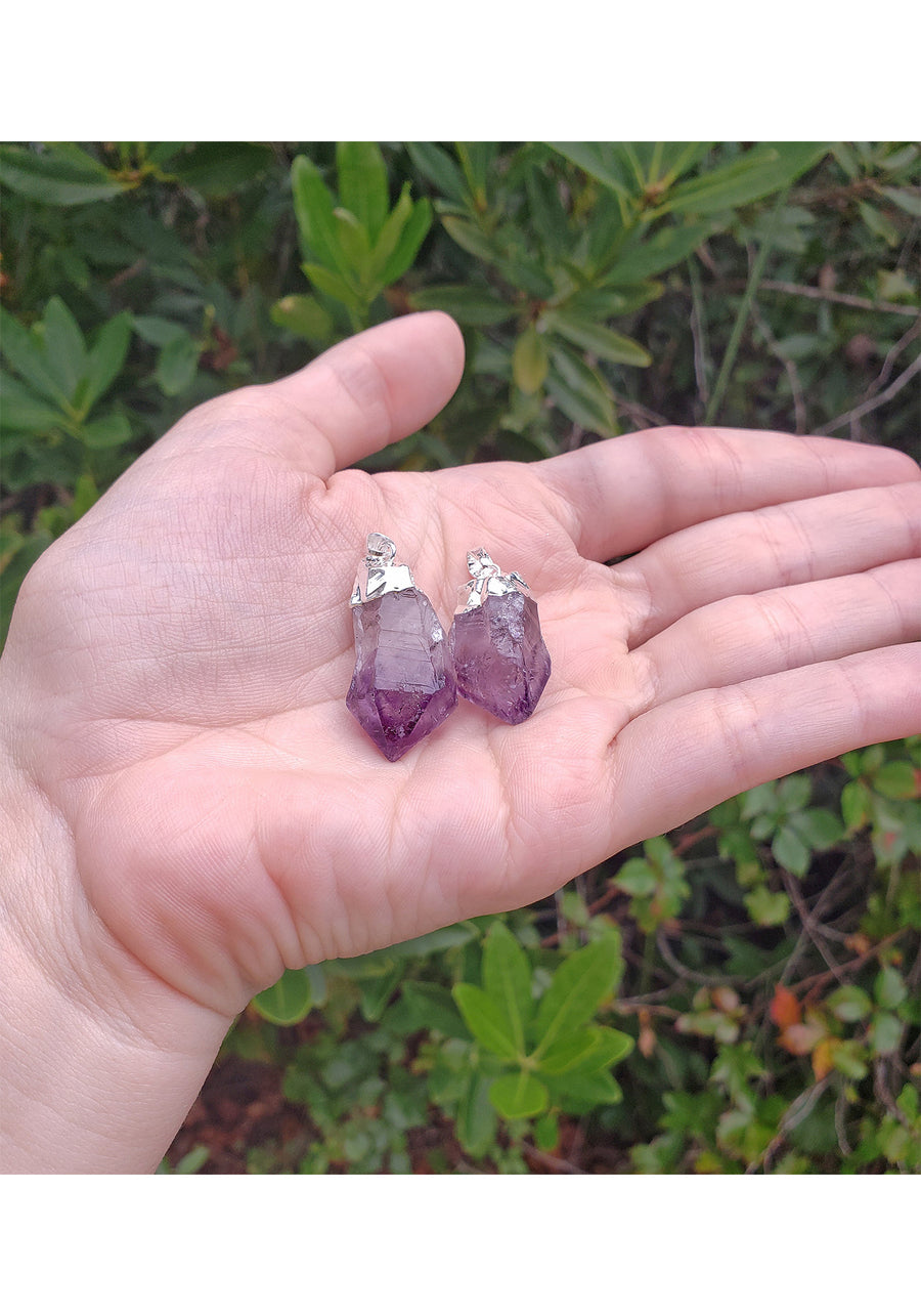 Amethyst Natural Gemstone Point Pendant 2