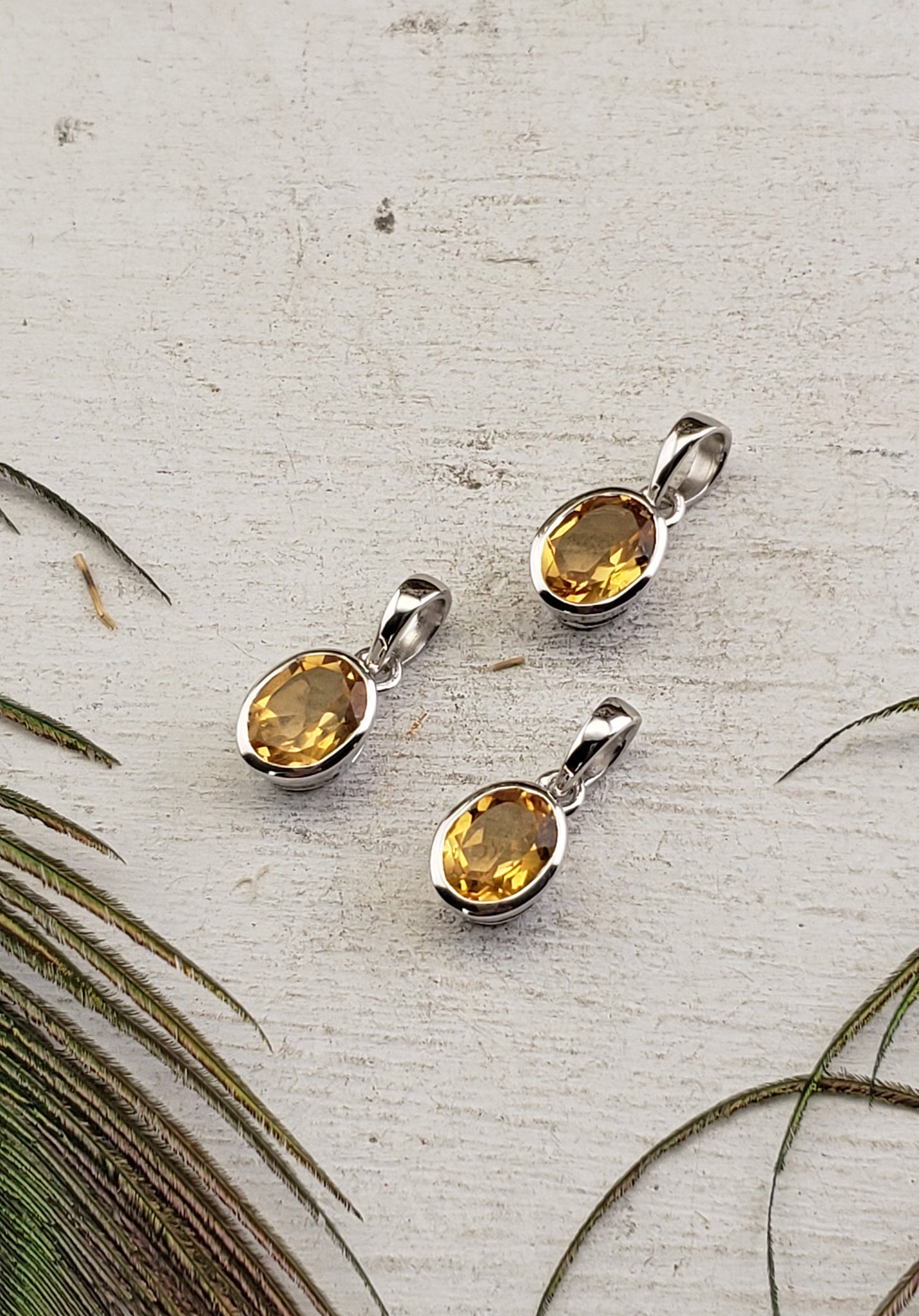 Citrine Gemstone Sterling Silver Pendant - Cree