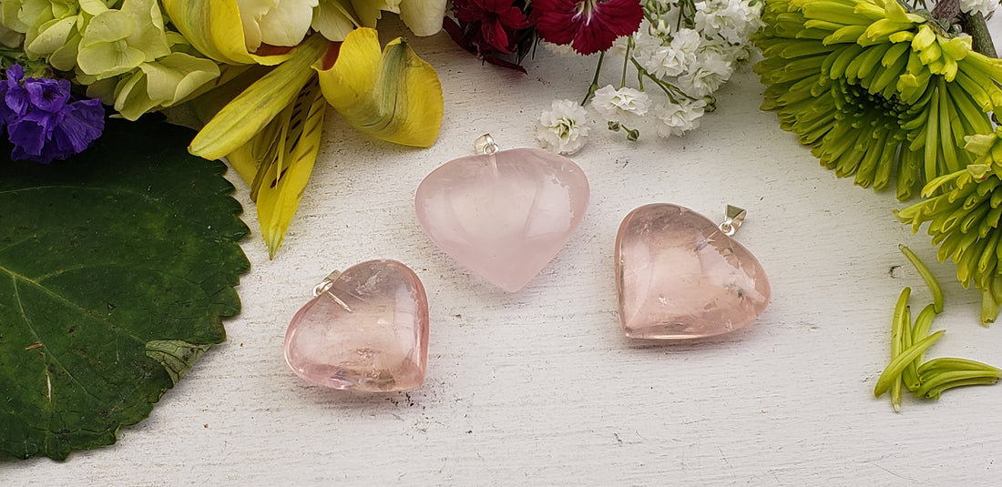 Rose Quartz Natural Gemstone Heart Pendant | Crystal Gemstone Shop.