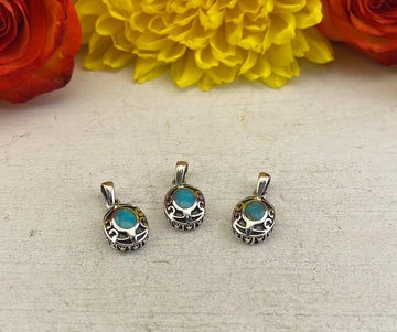 Turquoise Sterling Silver Gemstone Pendant - Flourish