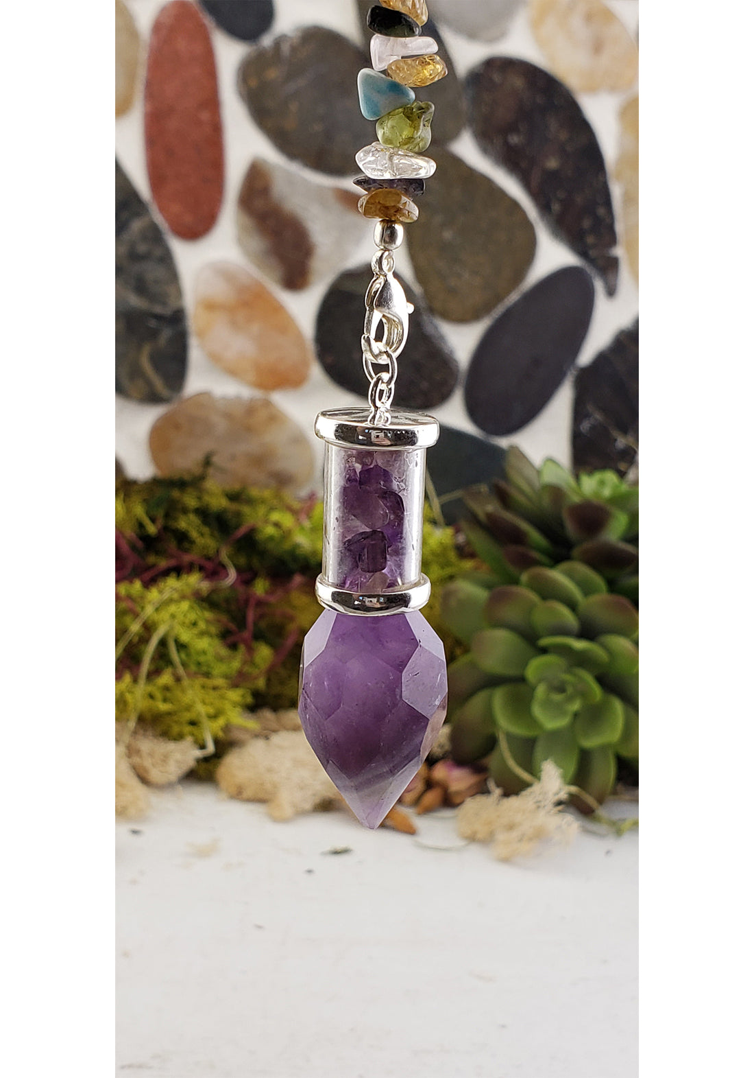 Faceted Gemstone Polished Pendulum - Amethyst, Quartz, or Rose Quartz 4