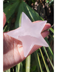 Pink Mangano Calcite Natural Gemstone Star Shallow Bowl Dish Offering Vessel