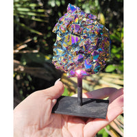 Rainbow Titanium Aura Quartz Gemstone Druzy Cluster Display 2