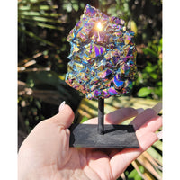 Rainbow Titanium Aura Quartz Gemstone Druzy Cluster Display 3
