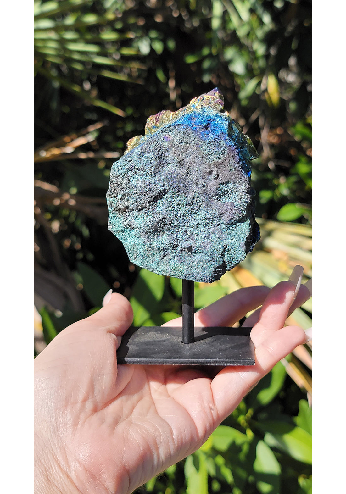 Rainbow Titanium Aura Quartz Gemstone Druzy Cluster Display 5