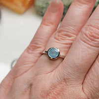 Aquamarine Gemstone Faceted Gemstone Sterling Silver Ring