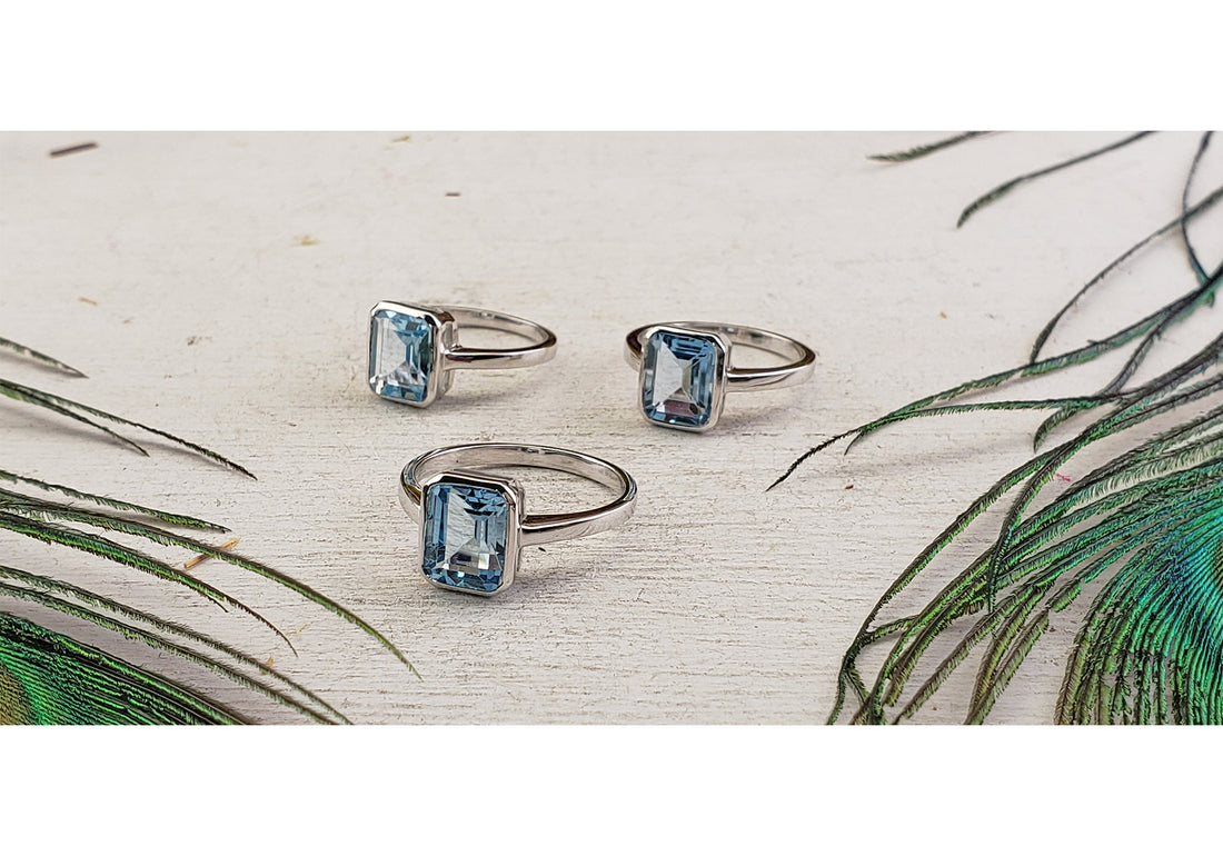 Blue Topaz Gemstone Sterling Silver Ring - Magdalene