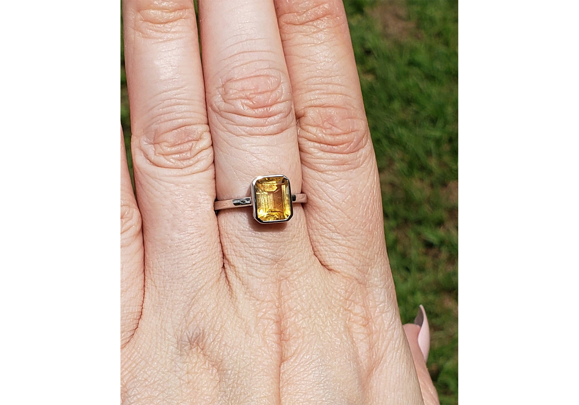 Citrine Gemstone Sterling Silver Ring - Tovi 2