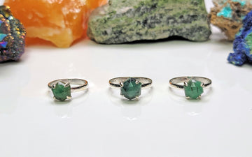 Emerald Faceted Gemstone Sterling Silver Ring 