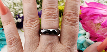 Hematite Faceted Gemstone Ring for Negative Energy Removal | Crystal Gemstone Shop.
