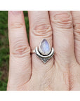 Rainbow Moonstone Gemstone Sterling Silver Ring - Jasmine 3