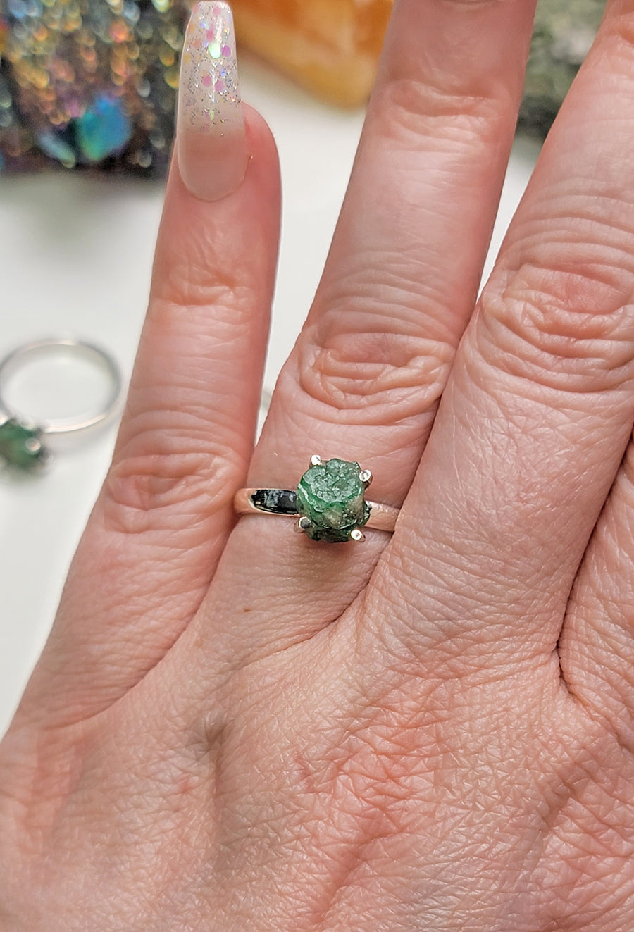 Emerald Gemstone Sterling Silver Ring