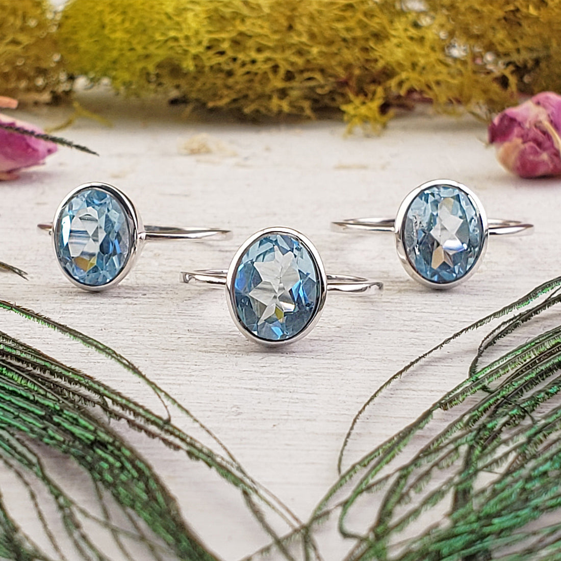 Blue Topaz Gemstone Sterling Silver Ring - Lilya | Crystal Gemstone Shop