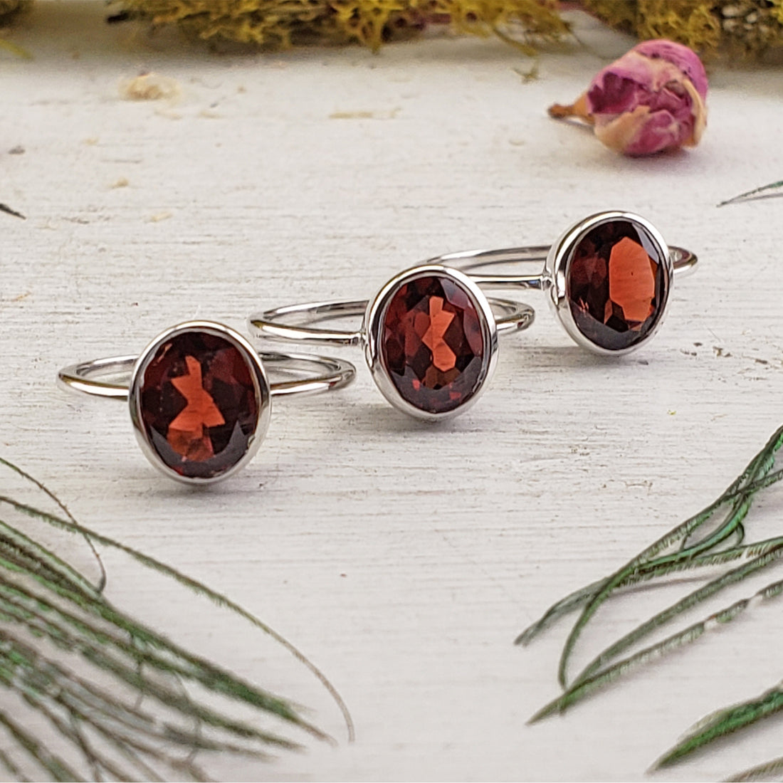 Garnet Gemstone Sterling Silver Ring - Fiorenza | Crystal Gemstone Shop.