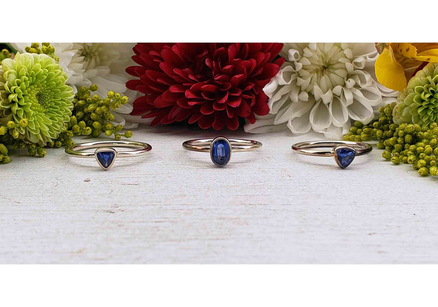 Kyanite Gemstone Sterling Silver Ring - Petite Mini Jewelry - Bebe