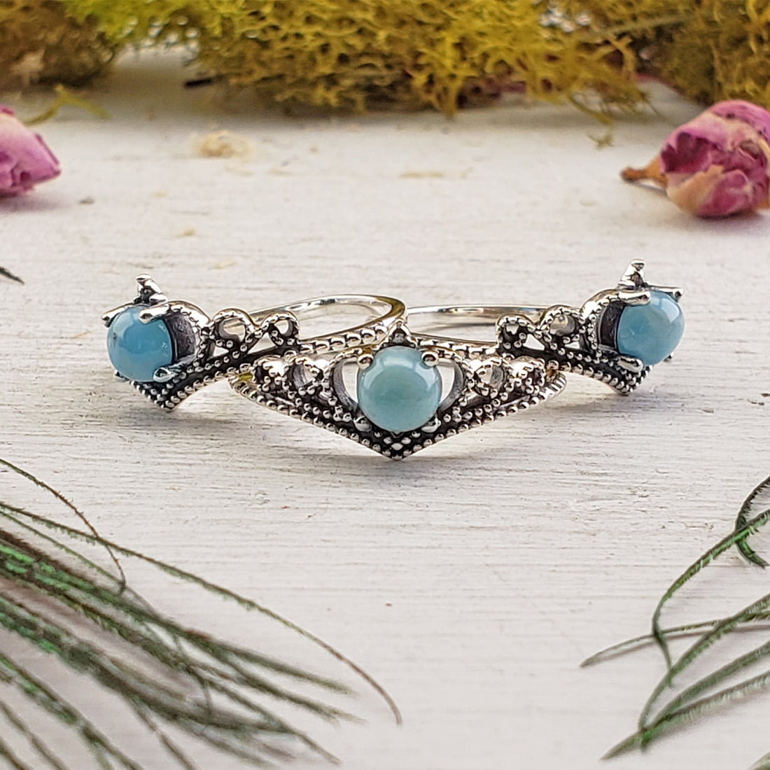 Larimar Gemstone Sterling Silver Ring - Gloria | Crystal Gemstone Shop.