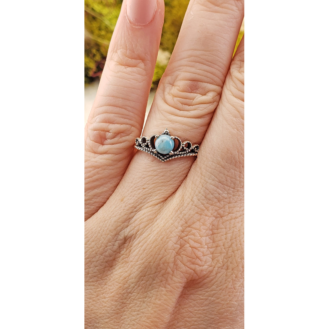 Larimar Gemstone Sterling Silver Ring - Gloria | Crystal Gemstone Shop.