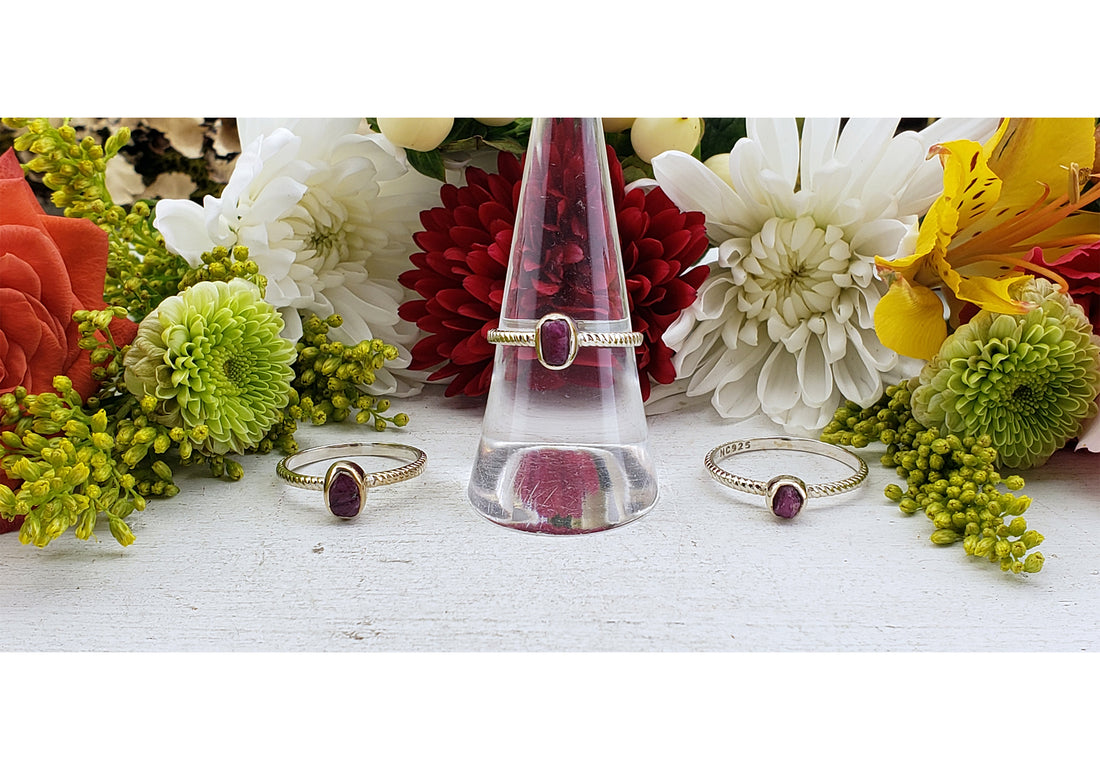 Ruby Gemstone Sterling Silver Ring - Petite Mini Jewelry - Reba 2