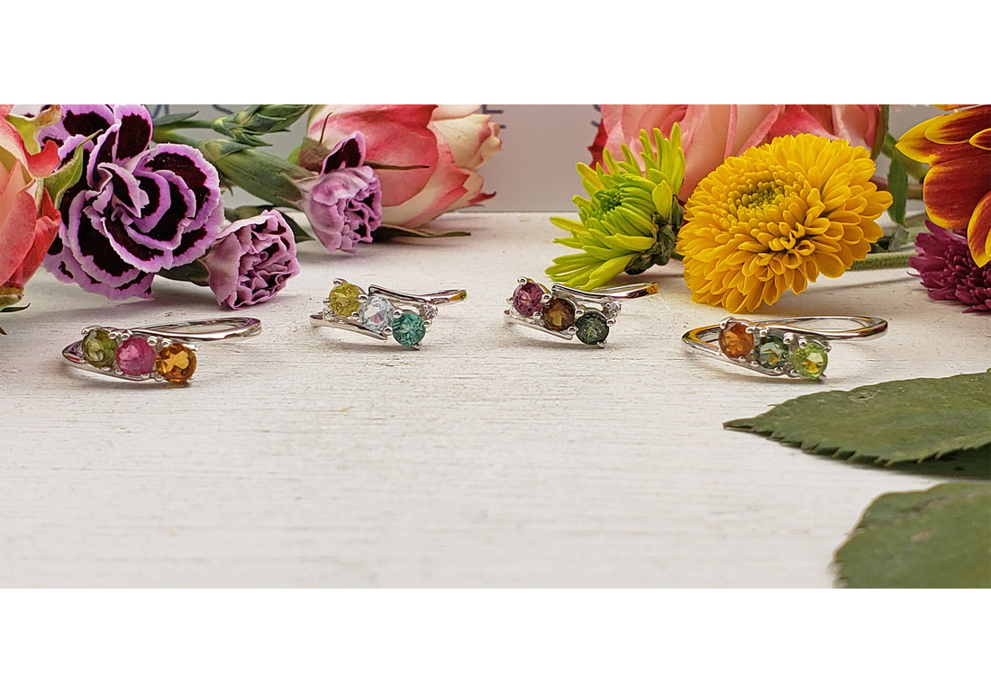 Multi Tourmaline Faceted Gemstone Sterling Silver Ring