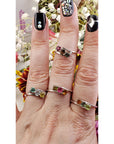 Multi Tourmaline Faceted Gemstone Sterling Silver Ring 2