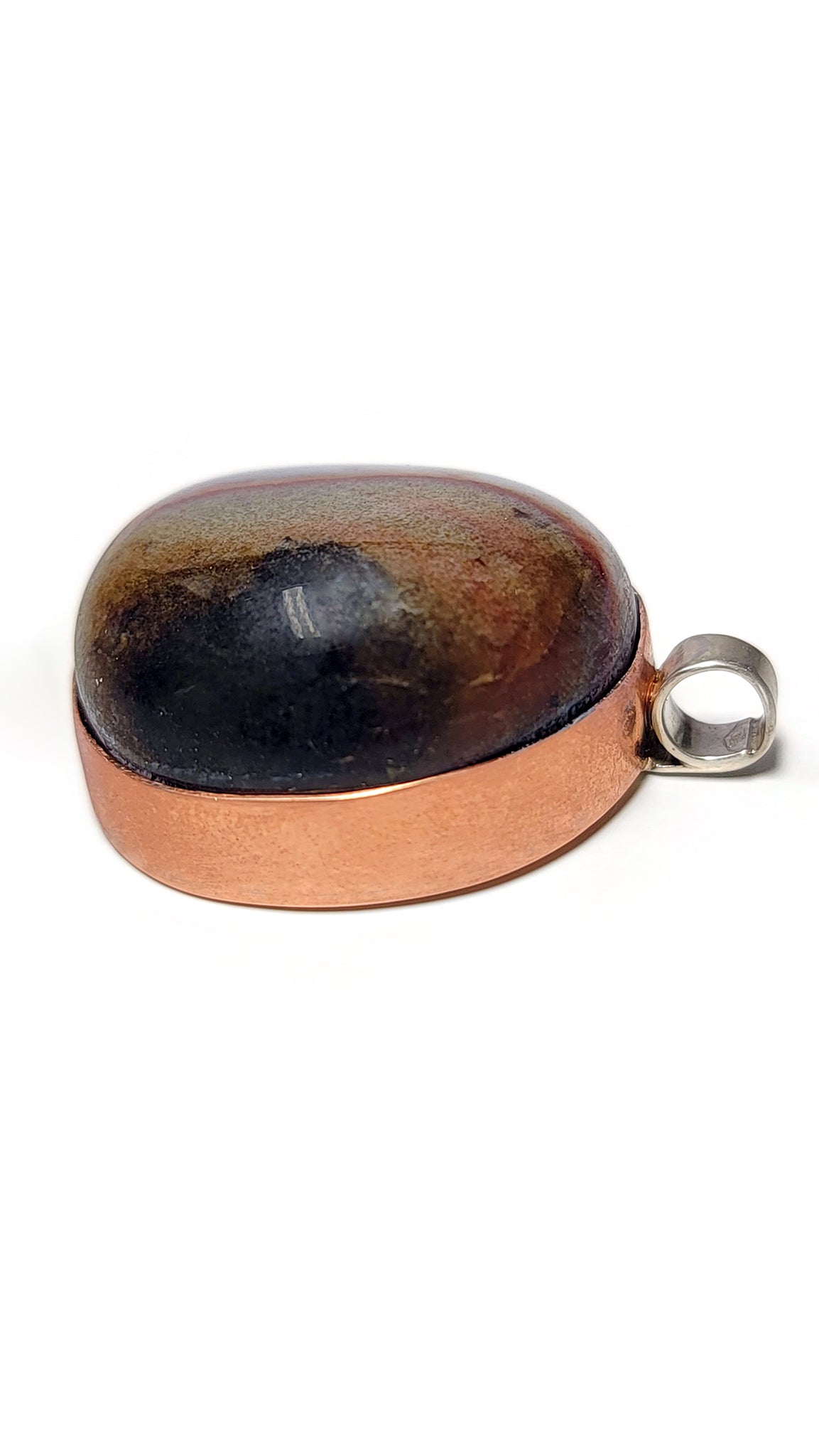 Sardonyx Gemstone Natural Copper &amp; Sterling Silver Pendant