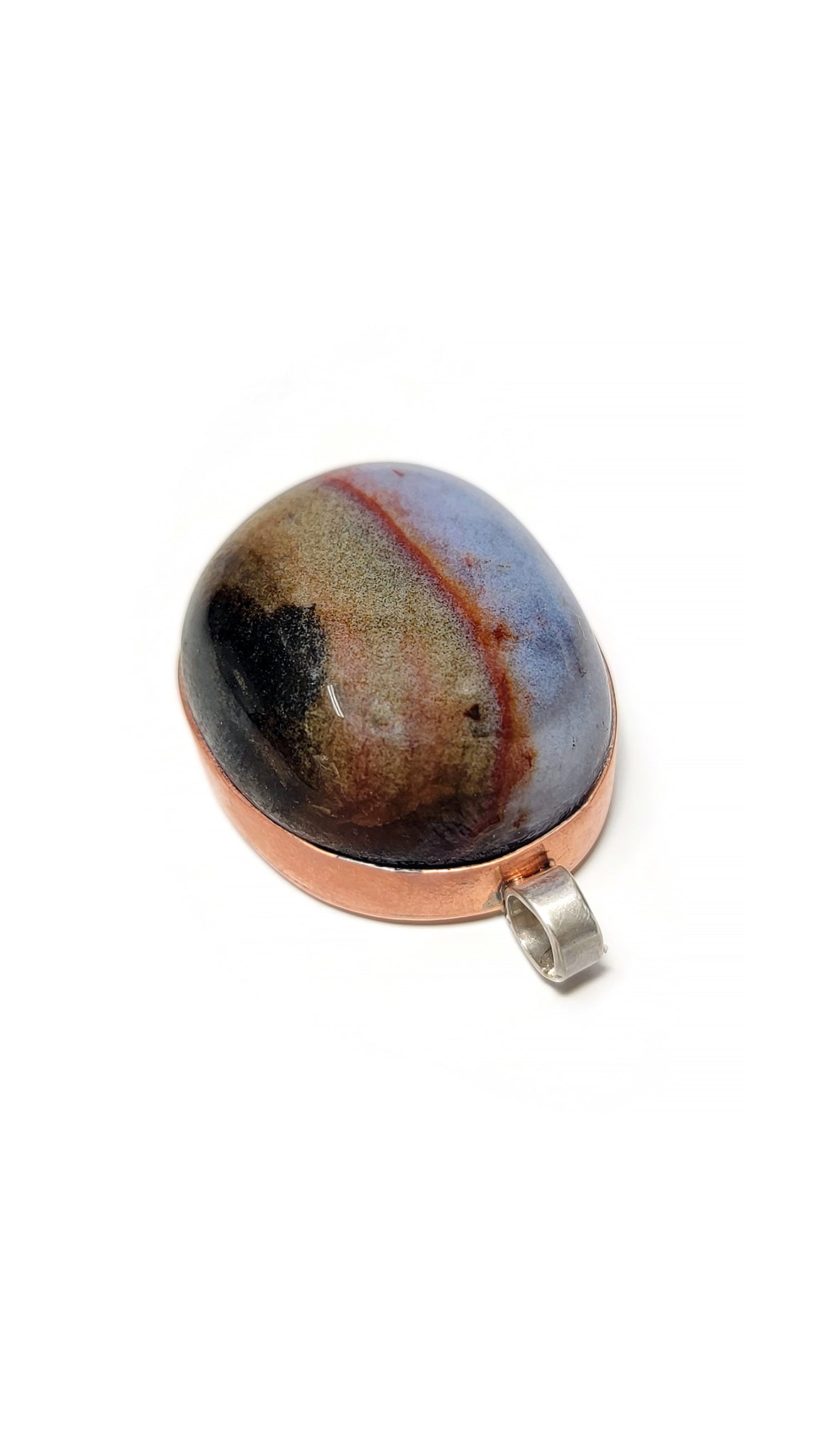 Sardonyx Gemstone Natural Copper &amp; Sterling Silver Pendant