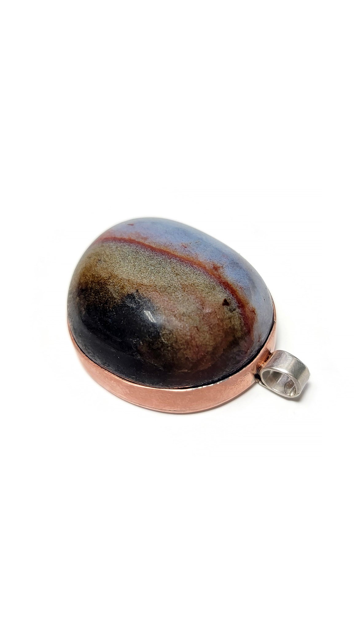 Sardonyx Gemstone Natural Copper &amp; Sterling Silver Pendant