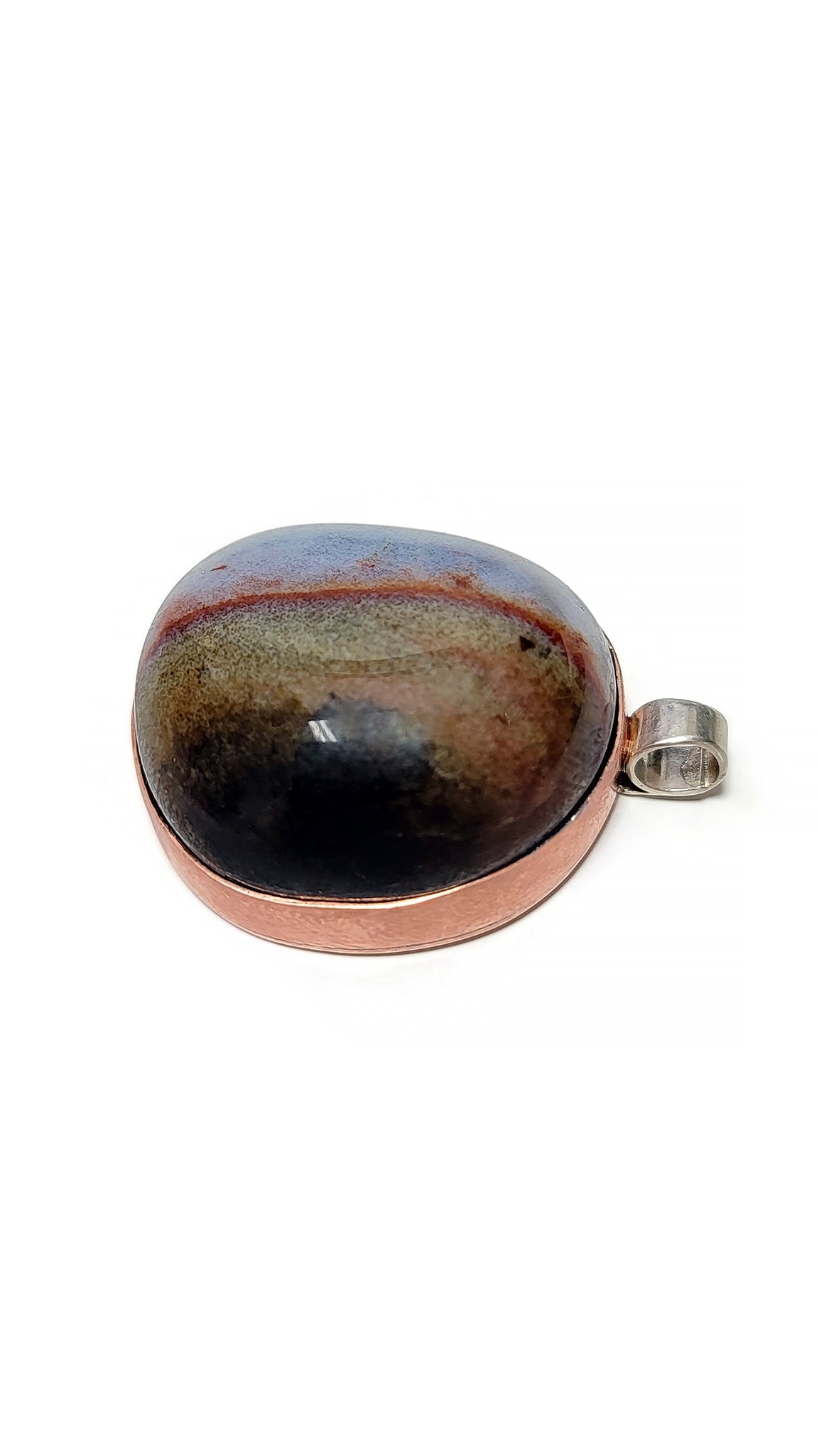 Sardonyx Gemstone Natural Copper &amp; Sterling Silver Pendant