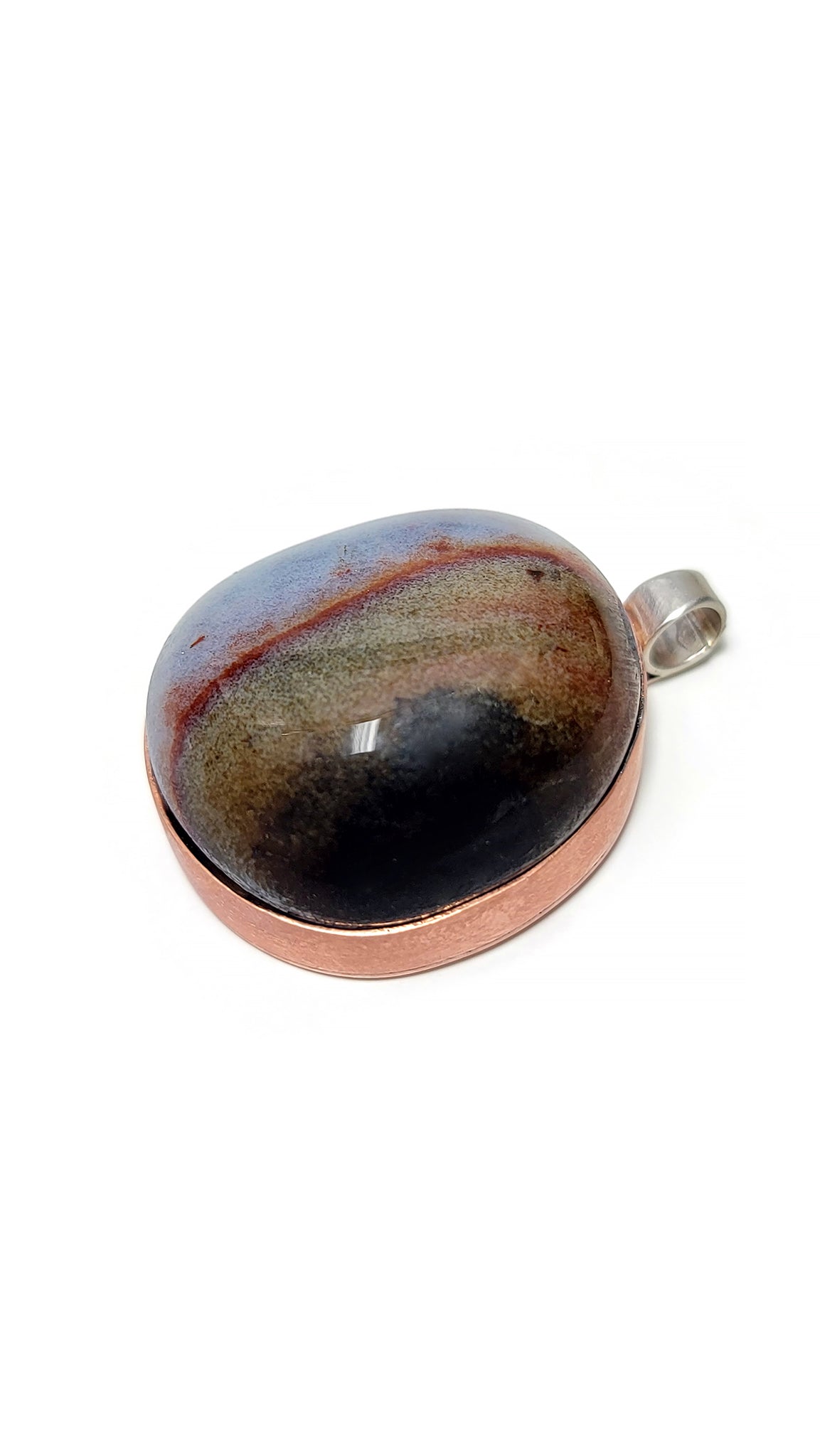 Sardonyx Gemstone Natural Copper &amp; Sterling Silver Pendant